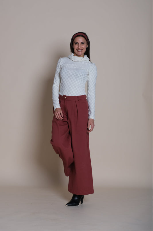 Caprice Pleated Trousers Burgundy